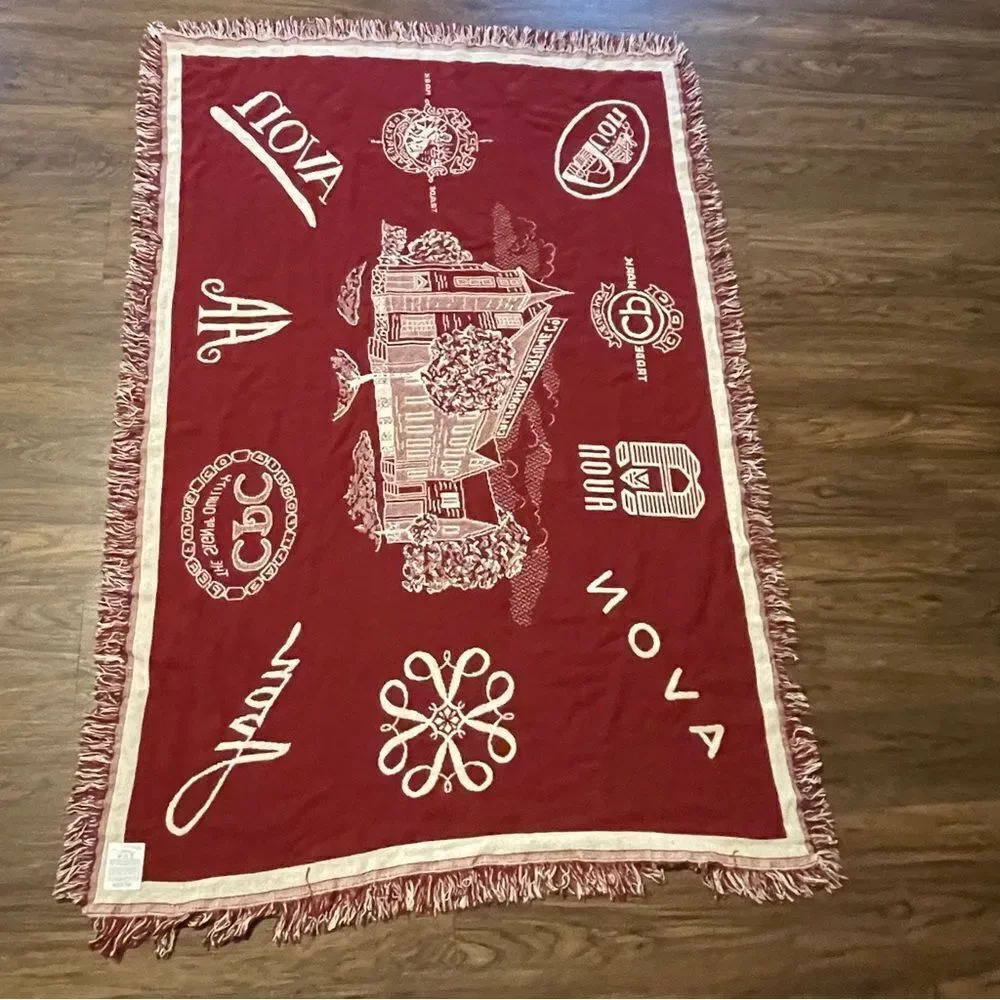 Vintage Rare Avon Mrs Albee Collectible Throw Blanket Red Cream